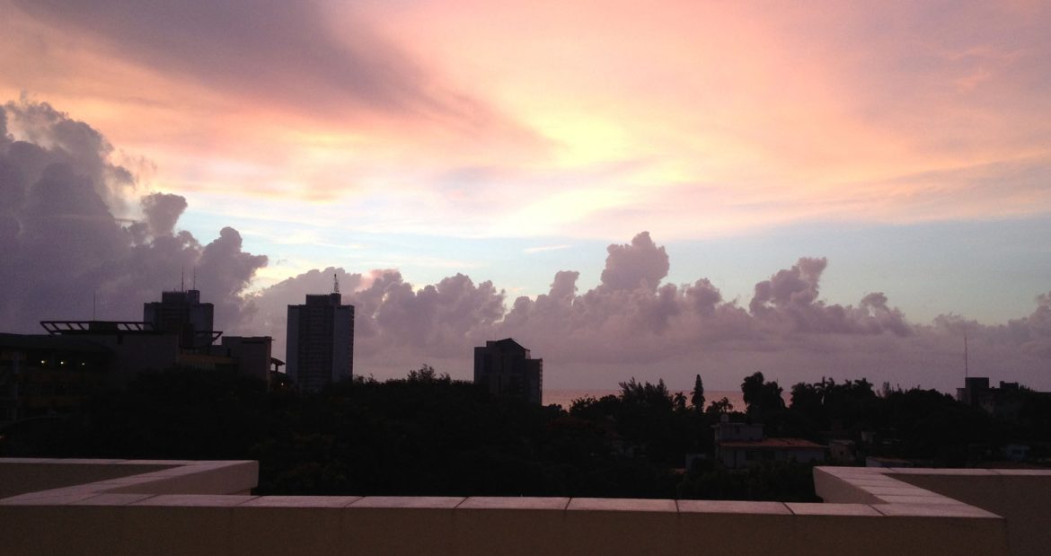 Sonnenuntergang von der Terrasse der Villa Roma